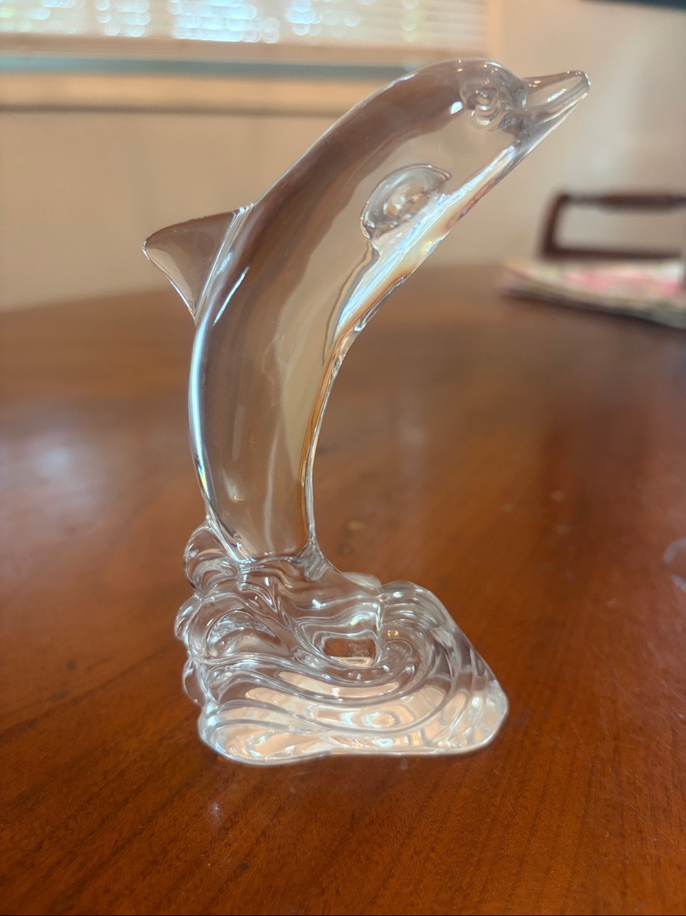 Waterford Leaping Dolphin on Waves Clear Crystal Sculpture Figurine 5.5” Ireland